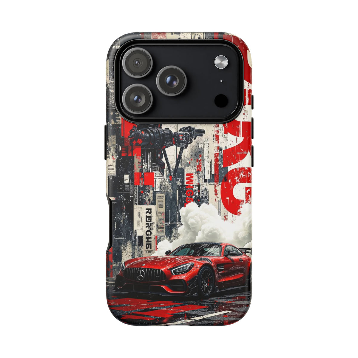 Racing Street Scenes Phone Case — Red Sports Car Urban Speed Design
