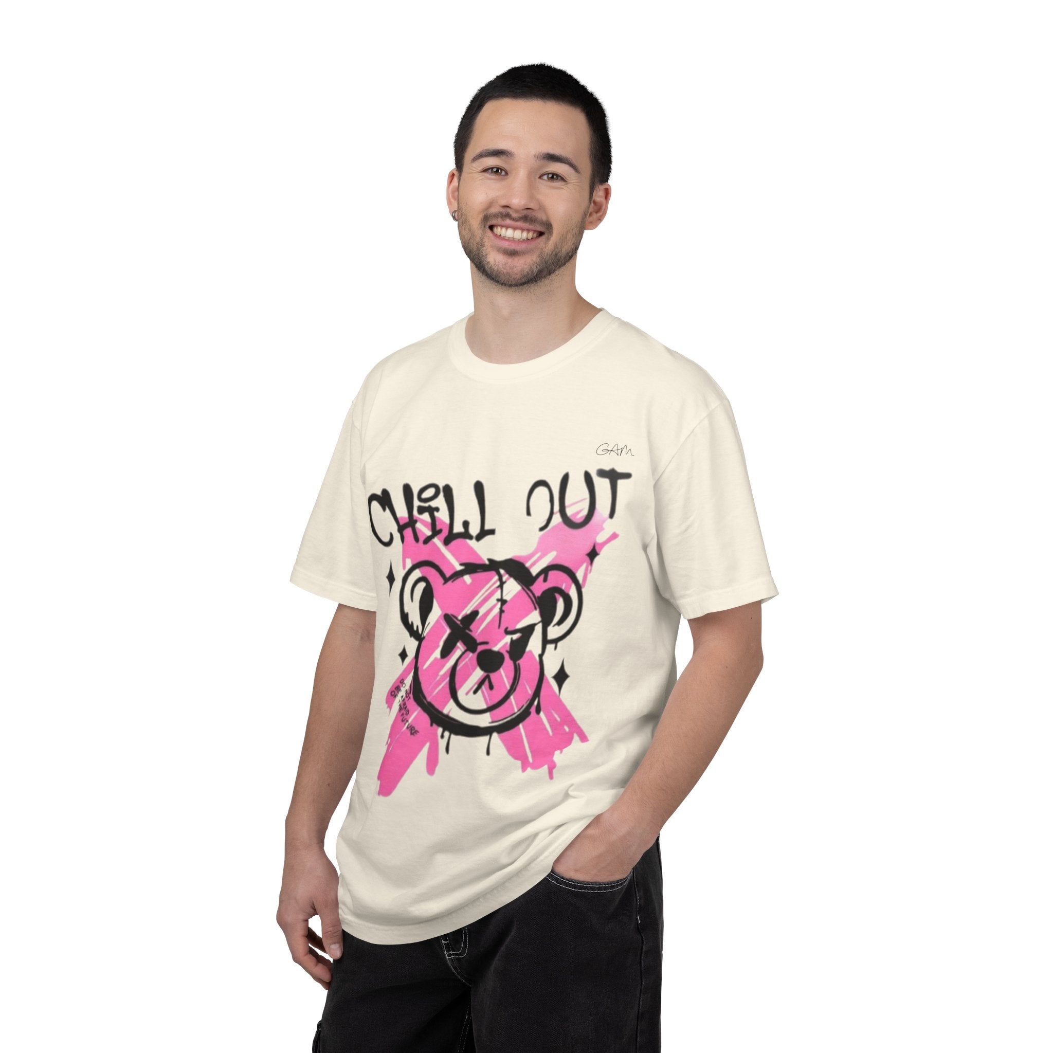 Chill Out Bear T-Shirt — Pink Graffiti Streetwear Tee