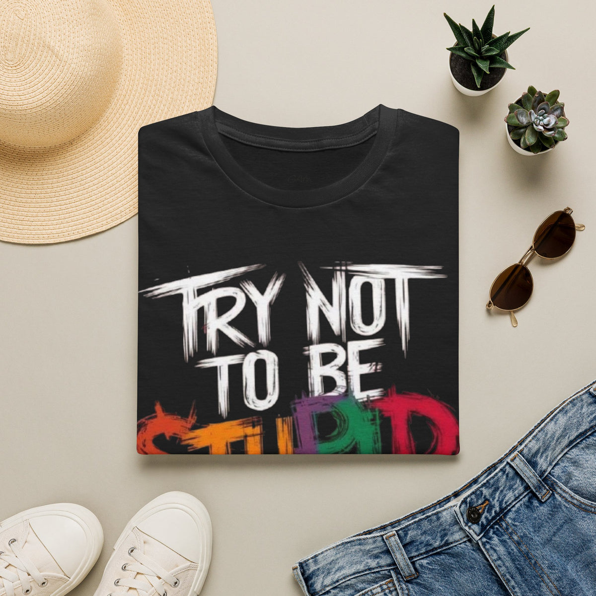 Try Not to Be Stupid If You Can T-Shirt — Funny Graphic Tee