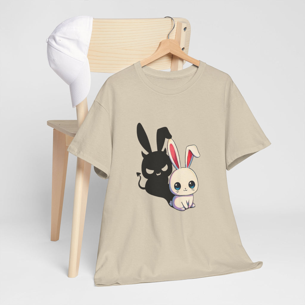 Cute Kawaii Bunny Duo T-Shirt – Light & Dark Rabbit Graphic Tee