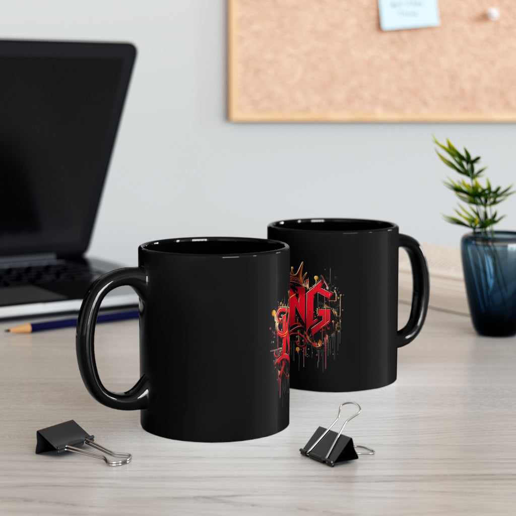 King Graffiti Black Mug — Urban Crowned 'KING' Coffee Cup (11oz & 15oz)