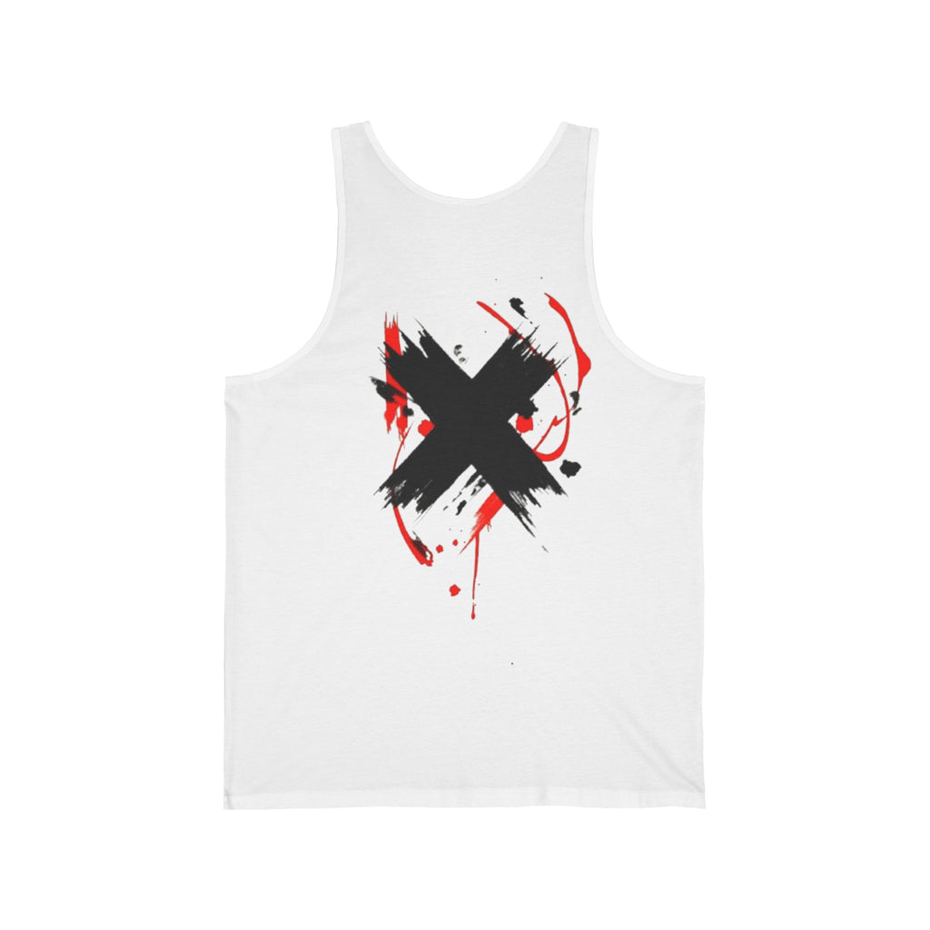 Grunge Paint X Tank Top - Edgy Abstract Graphic Sleeveless Shirt