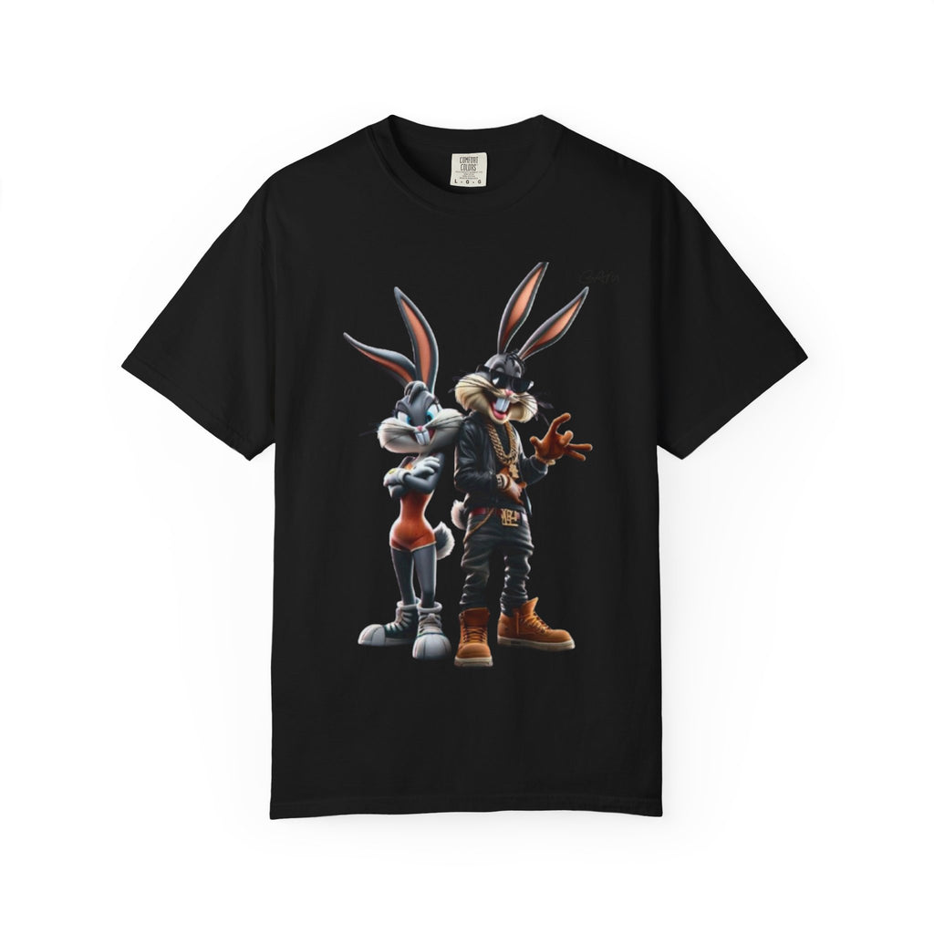 T-Shirt — Stylish Anthropomorphic Bunny Duo Graphic Tee