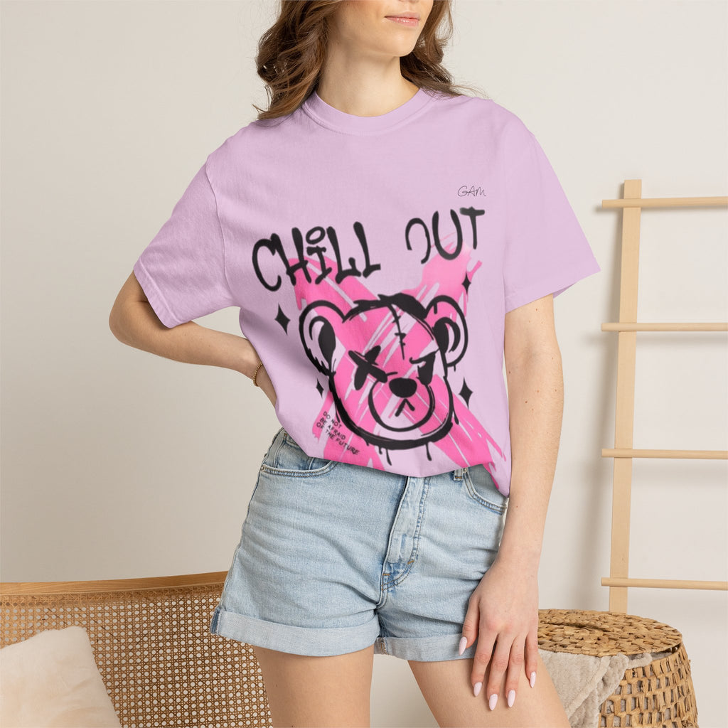 Chill Out Bear T-Shirt — Pink Graffiti Streetwear Tee