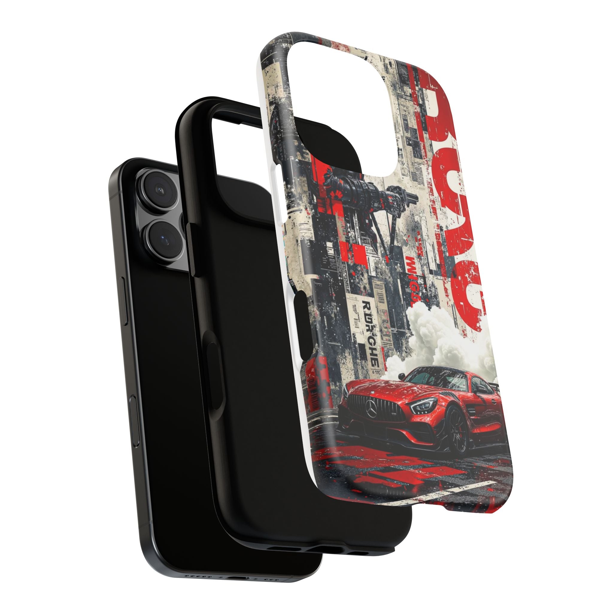 Racing Street Scenes Phone Case — Red Sports Car Urban Speed Design