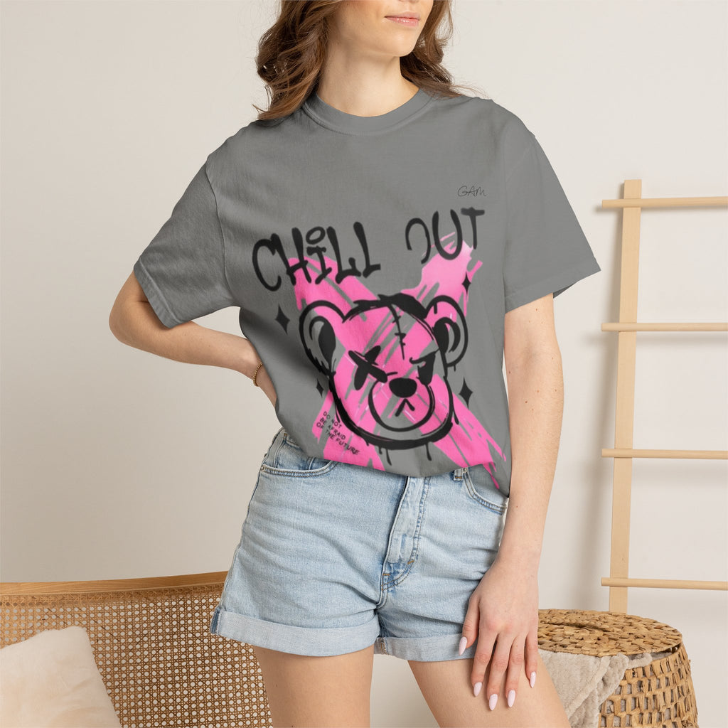 Chill Out Bear T-Shirt — Pink Graffiti Streetwear Tee