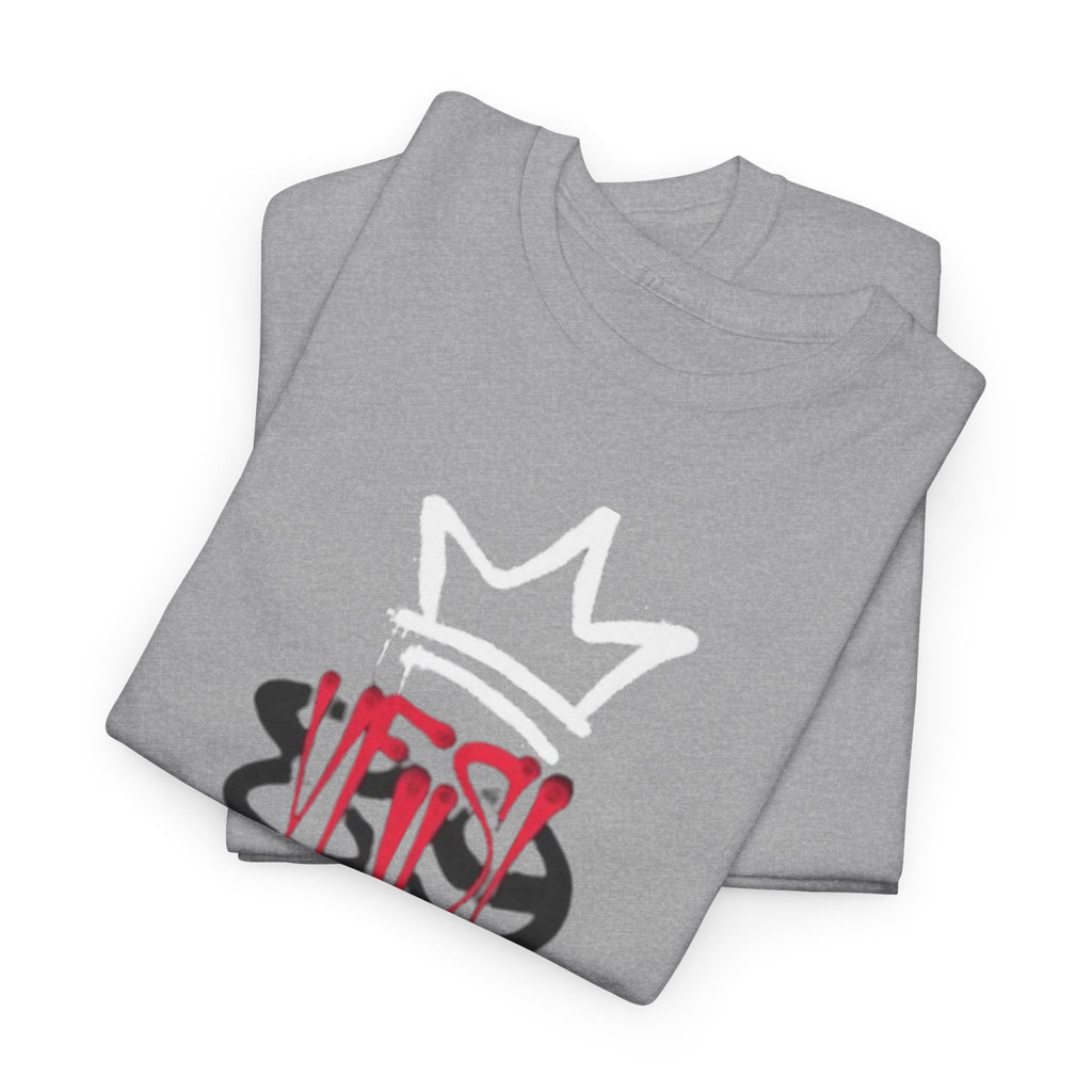 Graffiti Crown Tee — Street Art Graphic T-Shirt (Red & White Spray Paint Design)