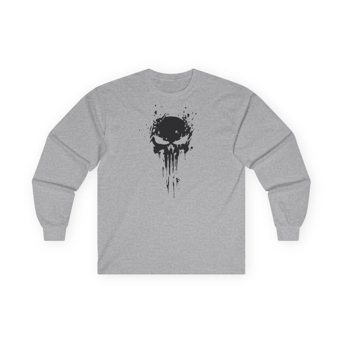 Skull Splatter Long Sleeve Tee — Distressed Punk Graphic