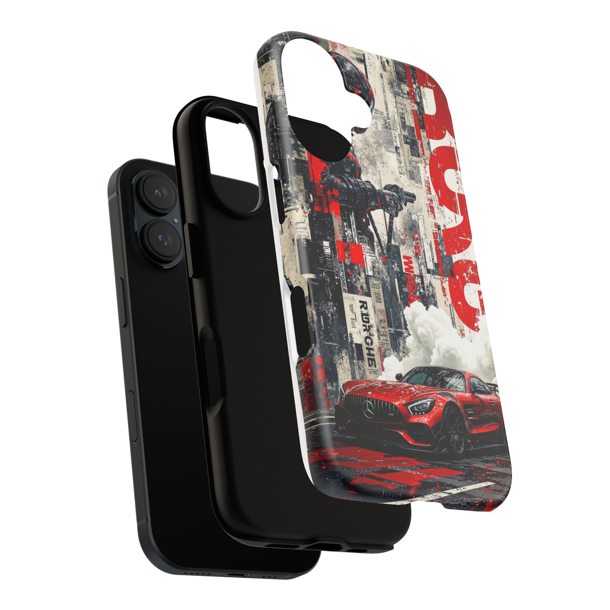Racing Street Scenes Phone Case — Red Sports Car Urban Speed Design