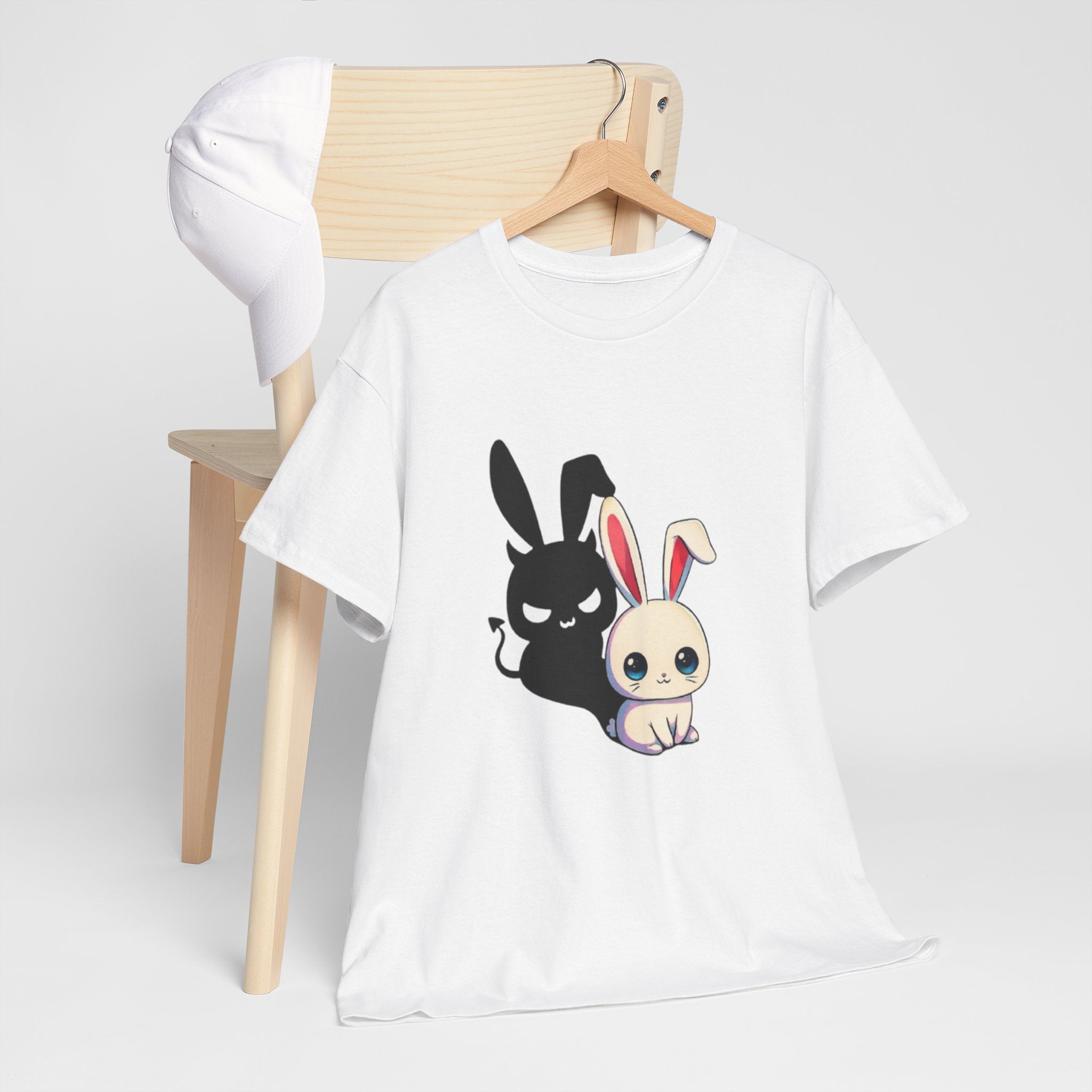 Cute Kawaii Bunny Duo T-Shirt – Light & Dark Rabbit Graphic Tee
