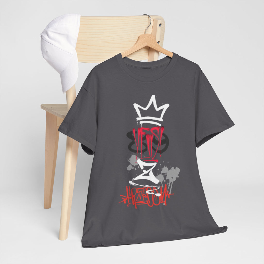 Graffiti Crown Tee — Street Art Graphic T-Shirt (Red & White Spray Paint Design)