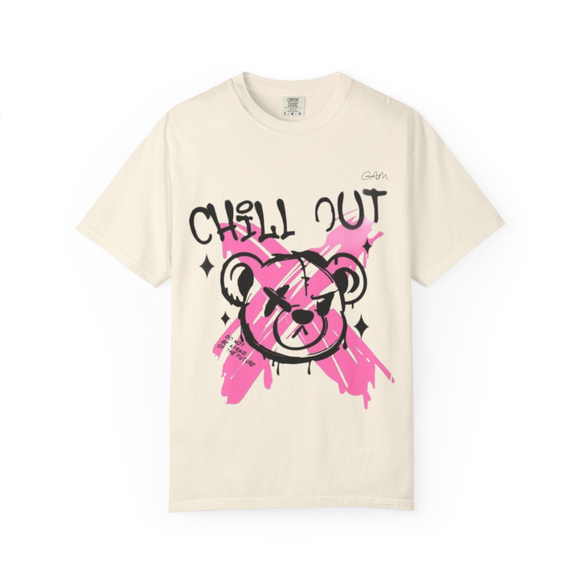 Chill Out Bear T-Shirt — Pink Graffiti Streetwear Tee