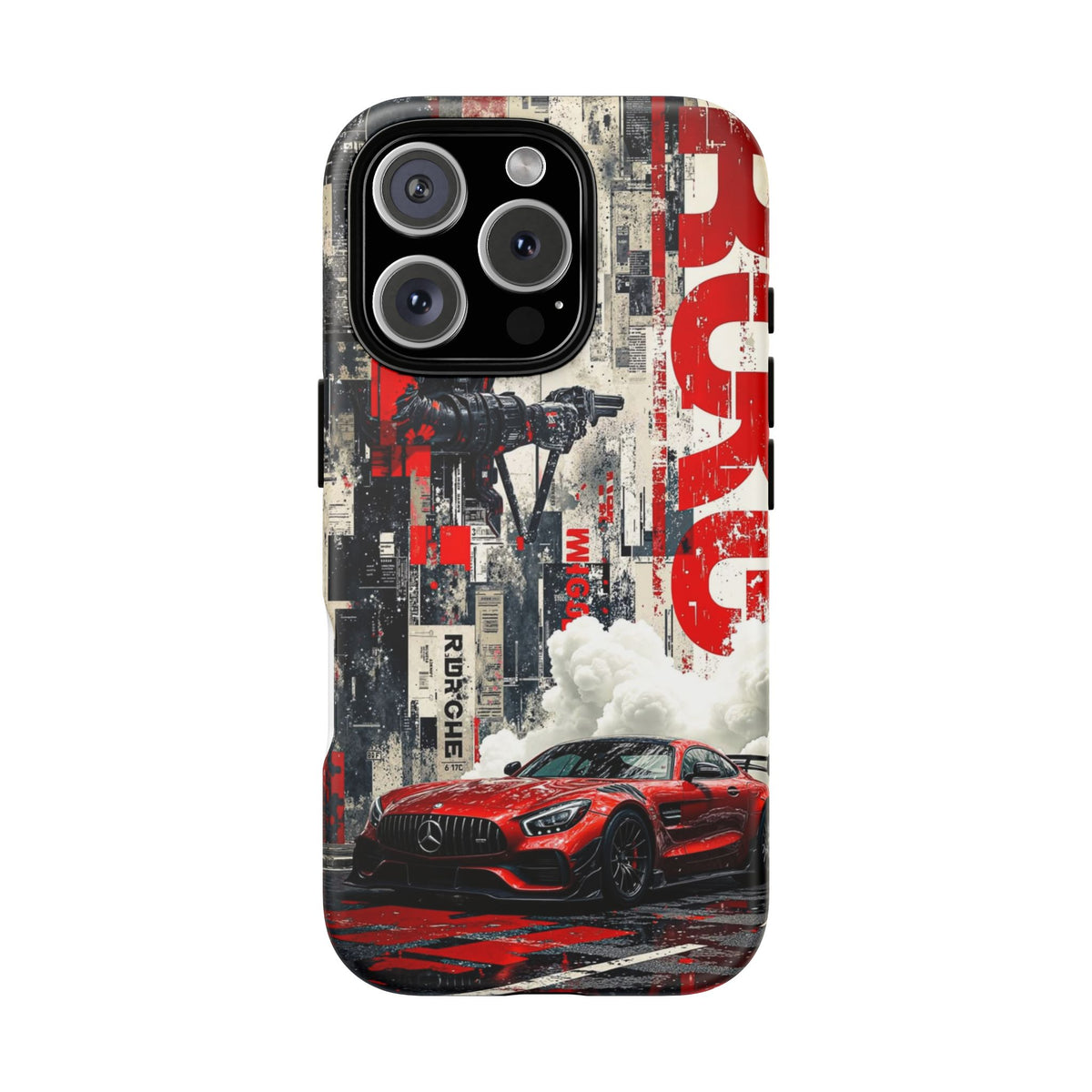 Racing Street Scenes Phone Case — Red Sports Car Urban Speed Design