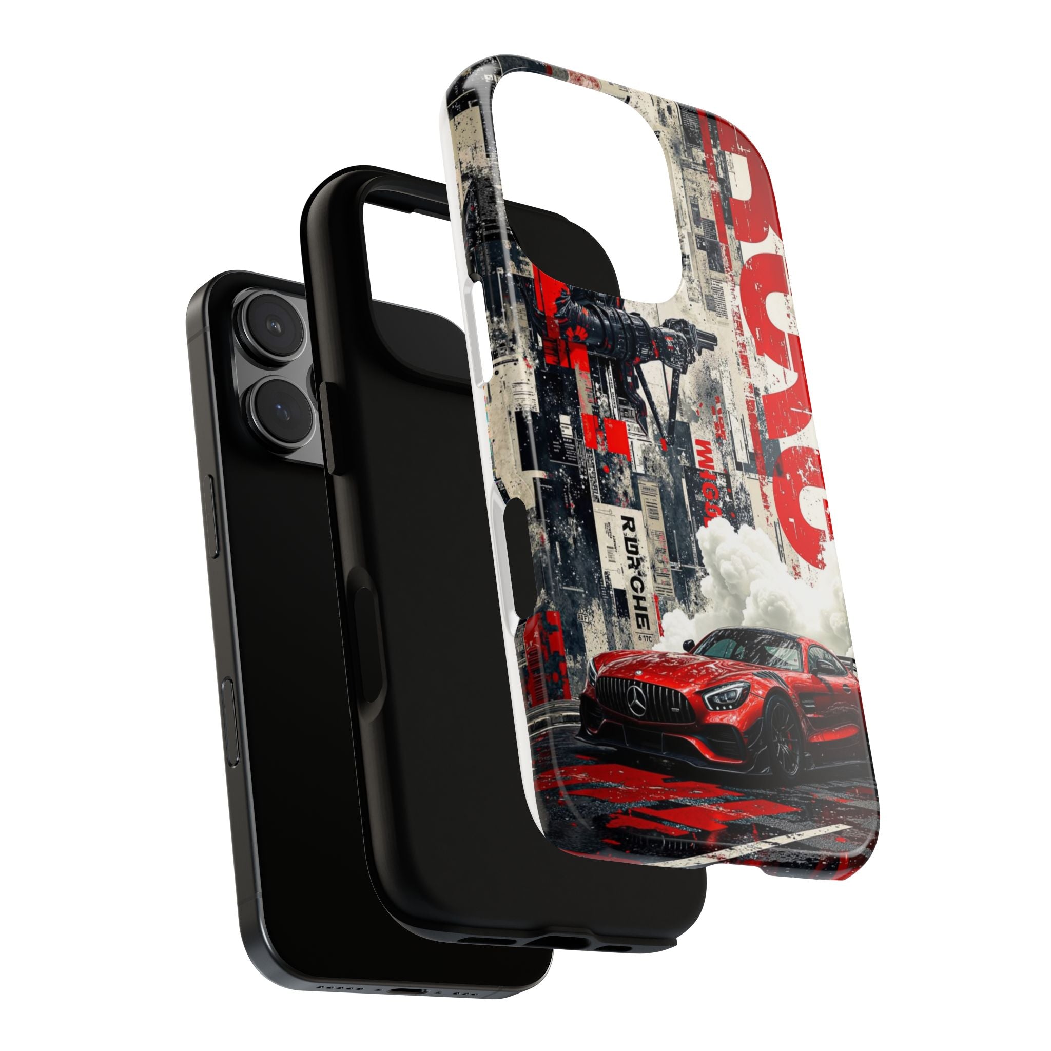 Racing Street Scenes Phone Case — Red Sports Car Urban Speed Design