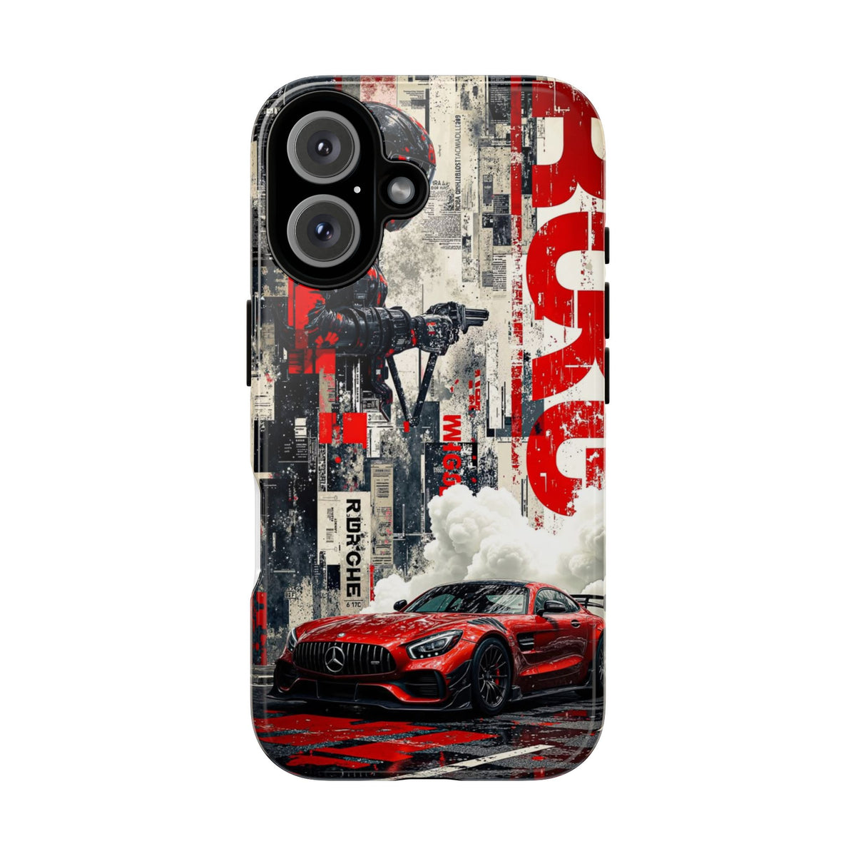 Racing Street Scenes Phone Case — Red Sports Car Urban Speed Design