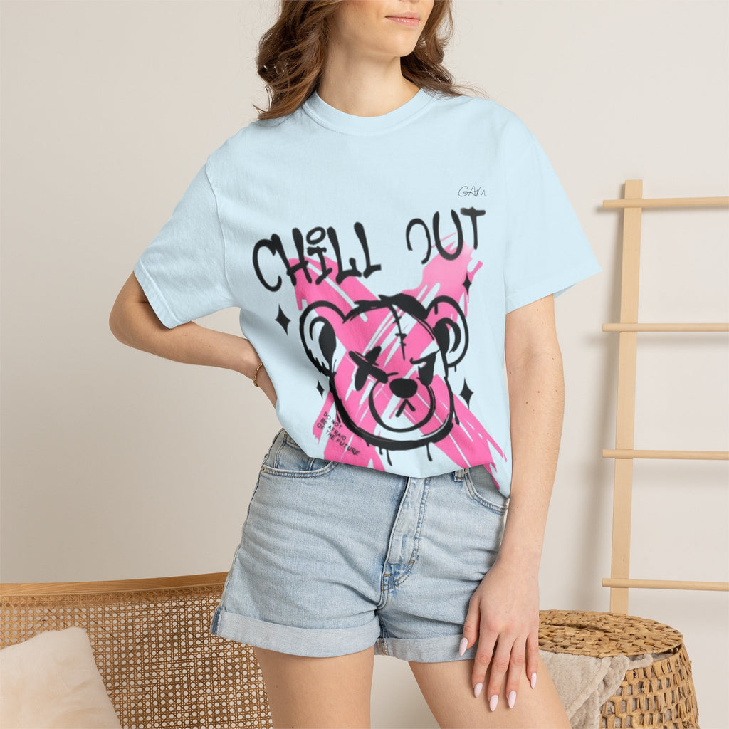 Chill Out Bear T-Shirt — Pink Graffiti Streetwear Tee