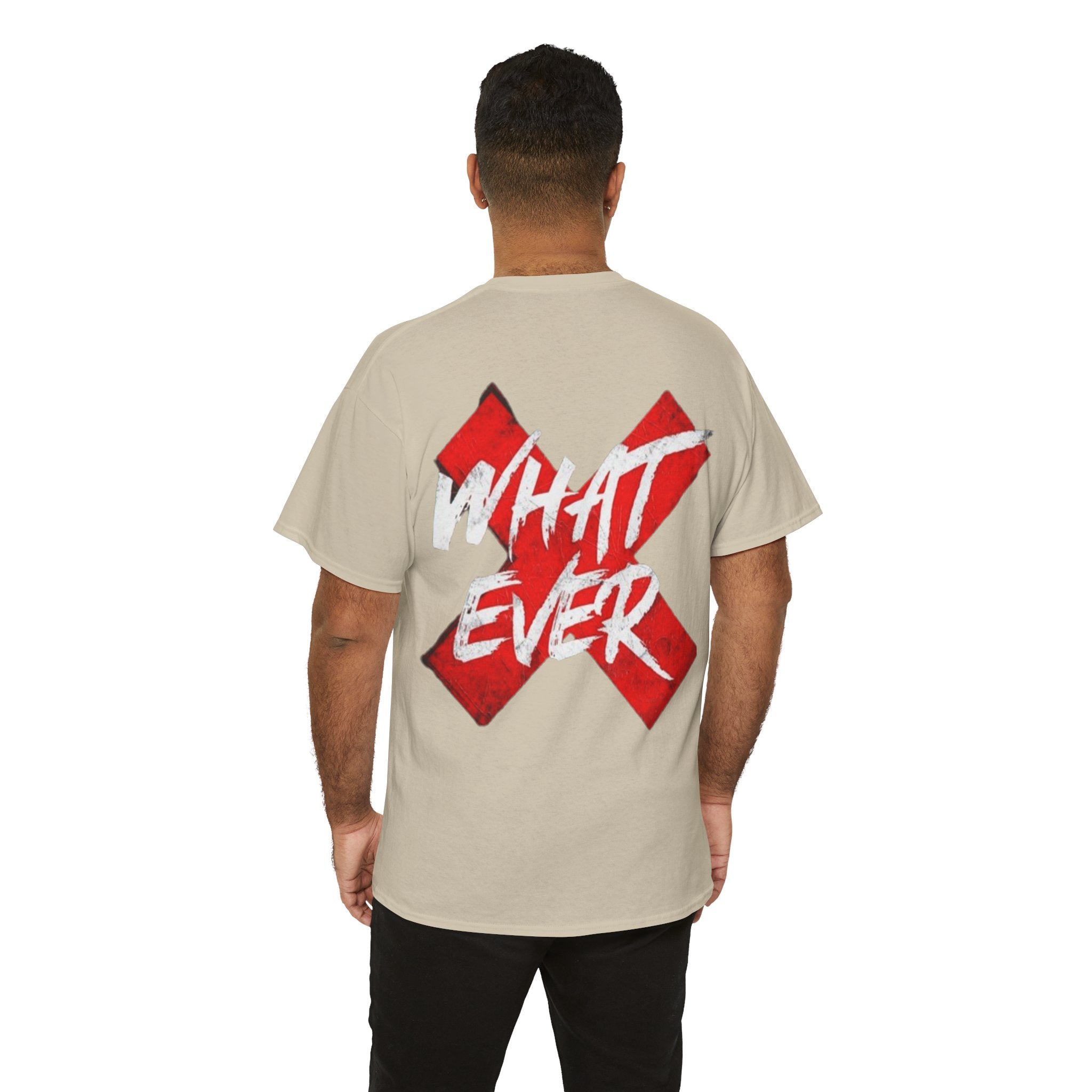 “Whatever” White Tee — Bold Red X Graphic Cotton T-Shirt